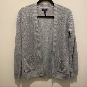 DKNY Long Sleeve Open-Front Cardigan Sweater Light Gray Women's Size L Warm EUC